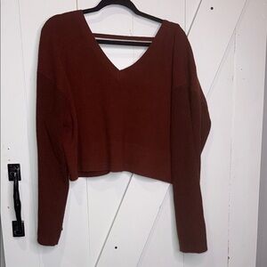V-Neck Brown Crop Top
